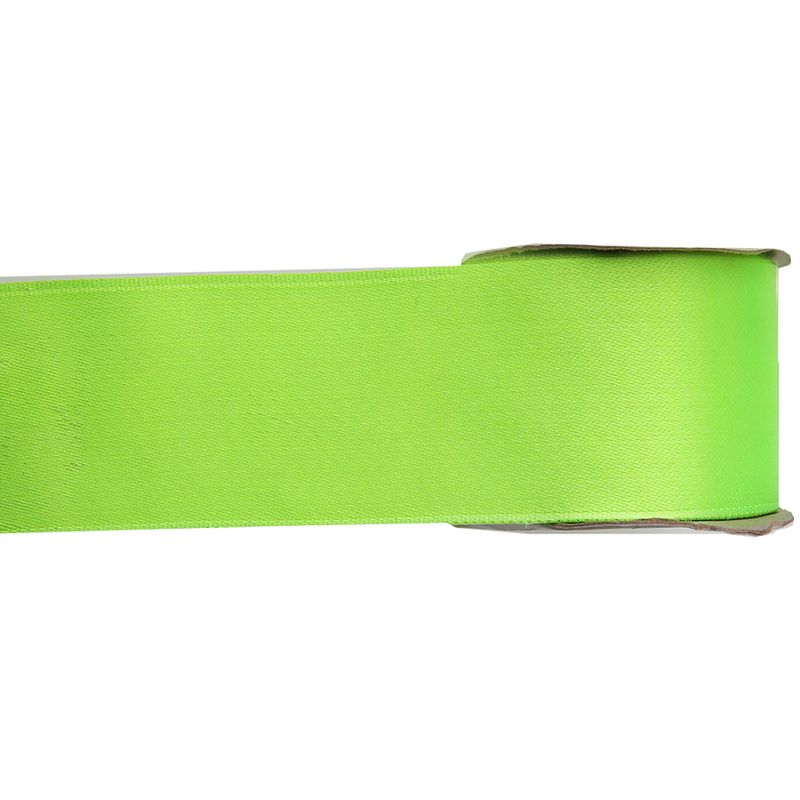 Foto van 1x hobby/decoratie lime groene satijnen sierlinten 2,5 cm/25 mm x 25 meter - cadeaulinten