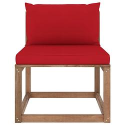 Foto van The living store hoekbank geïmpregneerd grenenhout - 60 x 64 x 70 cm - incl - kussens - bruin - rood