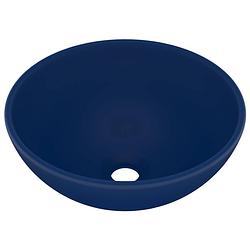 Foto van Vidaxl wastafel rond 32,5x14 cm keramiek mat donkerblauw