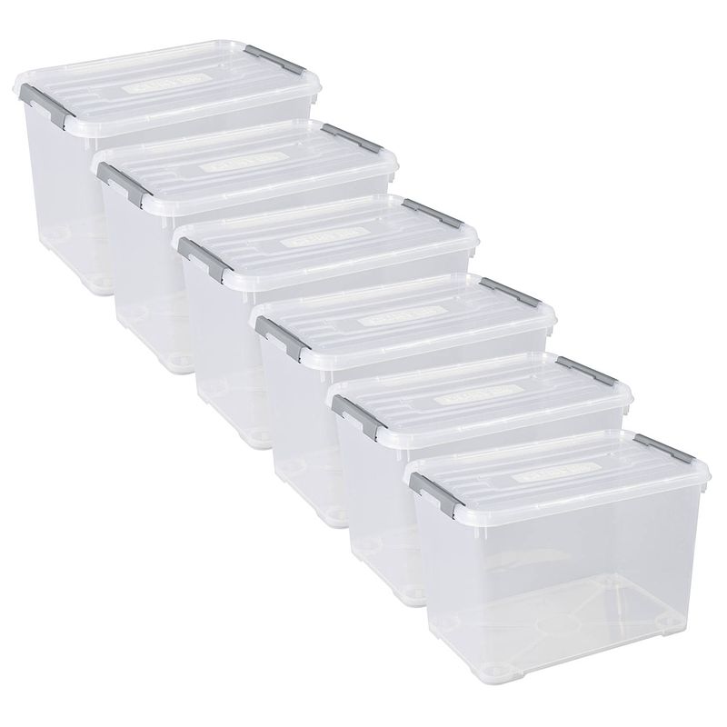 Foto van Curver handy+ opbergbox - 65l - 6 stuks - transparant met deksel