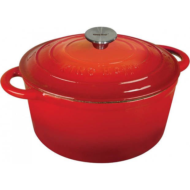 Foto van Kinghoff 1529 - gietijzeren braadpan - ø24 cm - 4l - rood- emaille