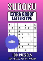 Foto van Sudoku extra groot lettertype - voor experts - 100 puzzels - eén puzzel per a4-pagina - groot lettertype boeken - paperback (9789464808339)