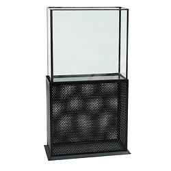 Foto van Ptmd sita black metal lantern with glass rectangle l