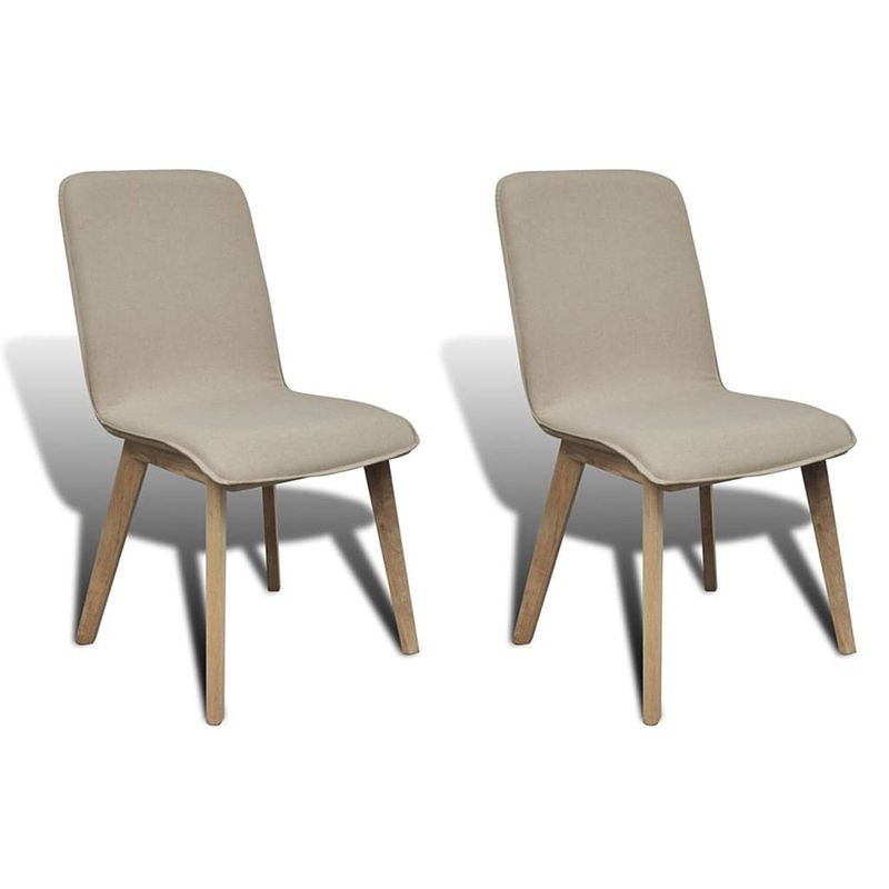 Foto van Vidaxl eetkamerstoelen 2 st stof en massief eikenhout beige