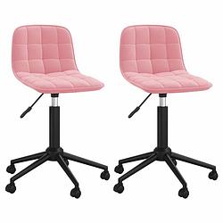 Foto van Vidaxl eetkamerstoelen draaibaar 2 st fluweel roze