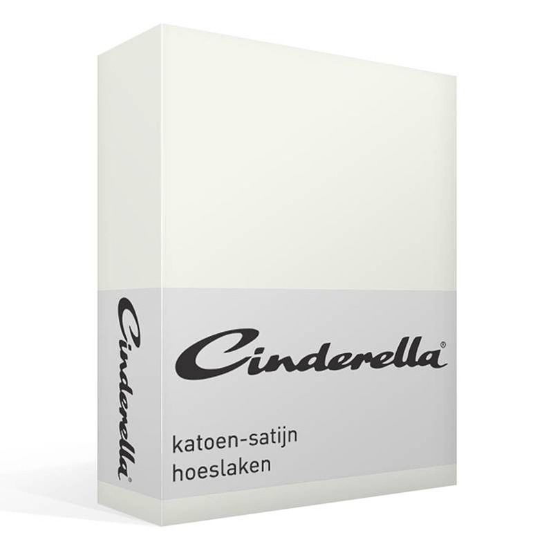 Foto van Cinderella katoen-satijn hoeslaken - 100% katoen-satijn - lits-jumeaux (200x210 cm) - ivory