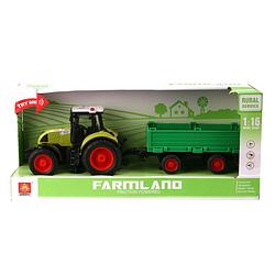 Foto van Wenyi farmland tractor + aanhanger met licht en geluid 1:16 groen