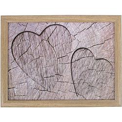 Foto van Laptray/schoottafel houten/harten print 43 x 33 cm - dienbladen