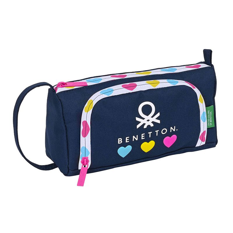 Foto van Schooletui met accessoires benetton love marineblauw (20 x 11 x 8.5 cm) (32 onderdelen)