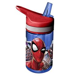 Foto van Marvel spiderman drinkfles/drinkbeker/bidon met drinktuitje - blauw - kunststof - 400 ml - schoolbekers