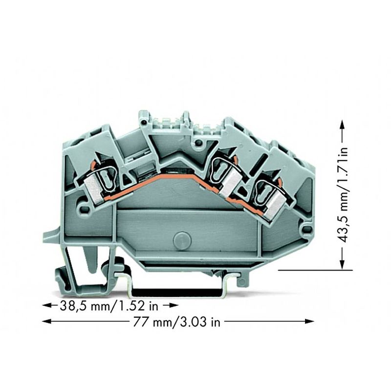 Foto van Wago 780-631 doorgangsklem 5 mm spanveer toewijzing: l grijs 50 stuk(s)