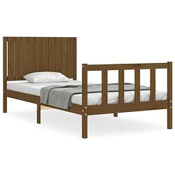 Foto van The living store houten bedframe - massief grenenhout - 205.5 x 105.5 x 100 cm - honingbruin