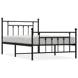 Foto van The living store bedframe klassiek - metalen constructie - met extra opbergruimte - zwart - 207 x 105 x 97 cm