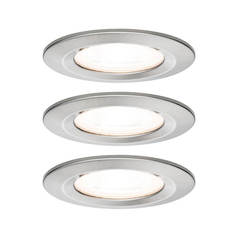 Foto van Paulmann nova inbouwlamp voor badkamer set van 3 stuks led gu10 19.5 w ip44 ijzer (geborsteld)