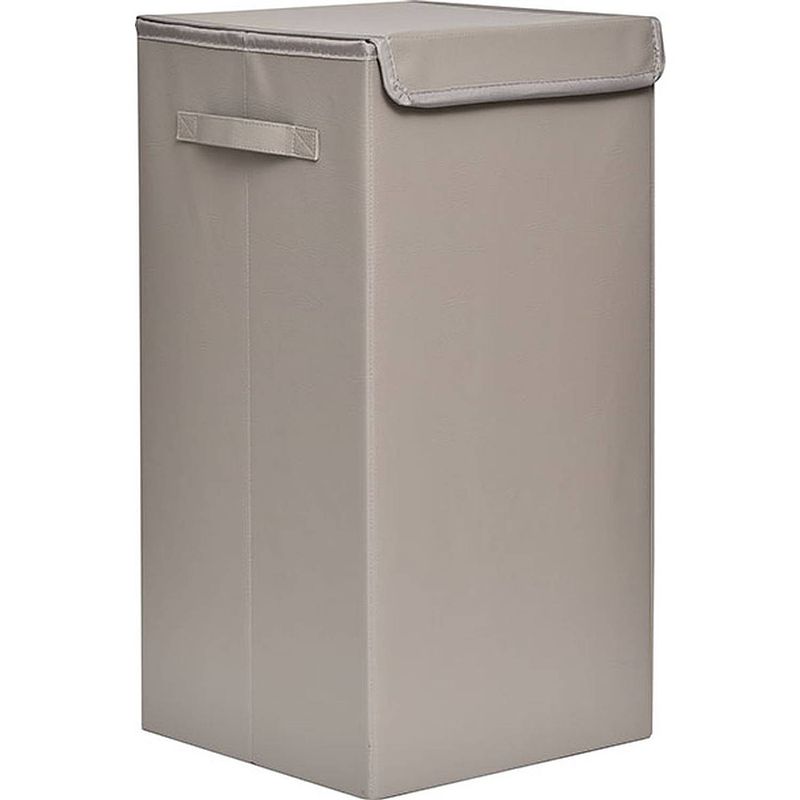 Foto van Gebor - praktische opvouwbare wasmand met deksel en handvaten, 60x30x30cm - taupe - was sorteerder - wasmand -