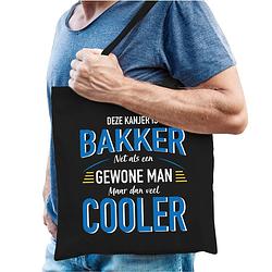 Foto van Bakker katoenen tas zwart voor heren - gewone man maar dan cooler - feest boodschappentassen