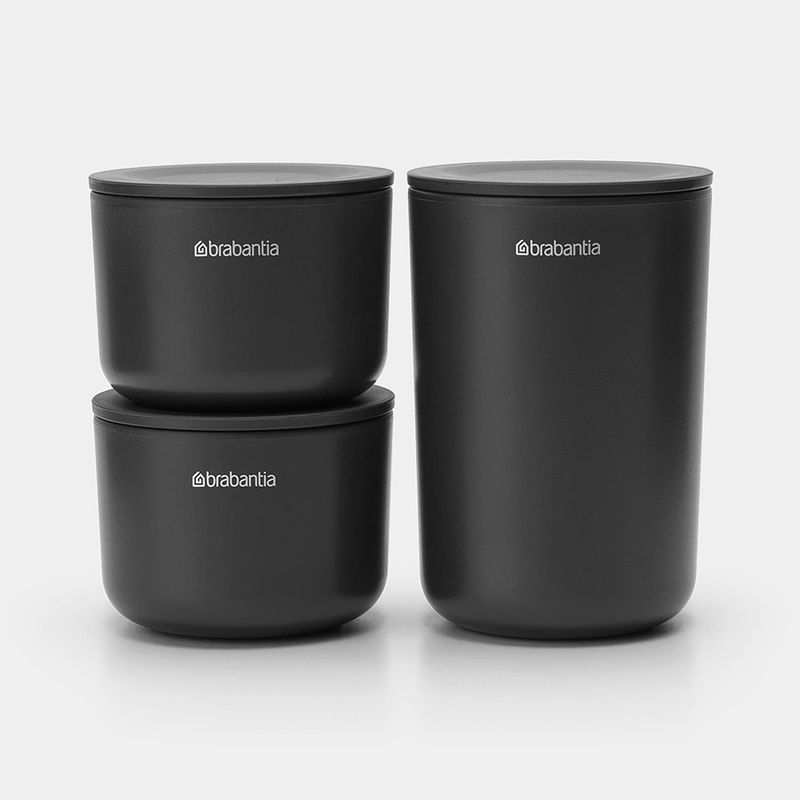 Foto van Brabantia renew opbergpotjes, set van 3 - dark grey