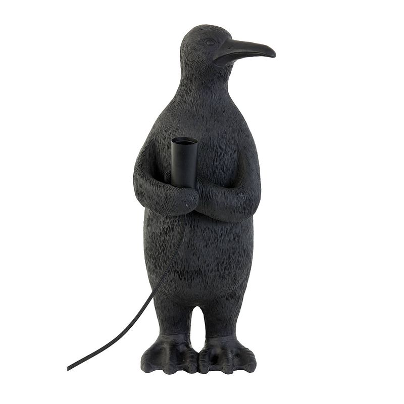 Foto van Light & living - tafellamp penguin - 21x17x41cm - zwart