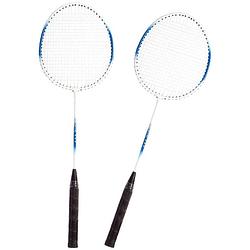Foto van Badminton set blauw/wit met 2 shuttles en opbergtas - badmintonsets