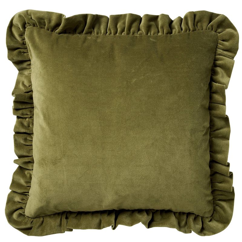 Foto van Dutch decor yara - sierkussen velvet calliste green 45x45 cm - groen - groen