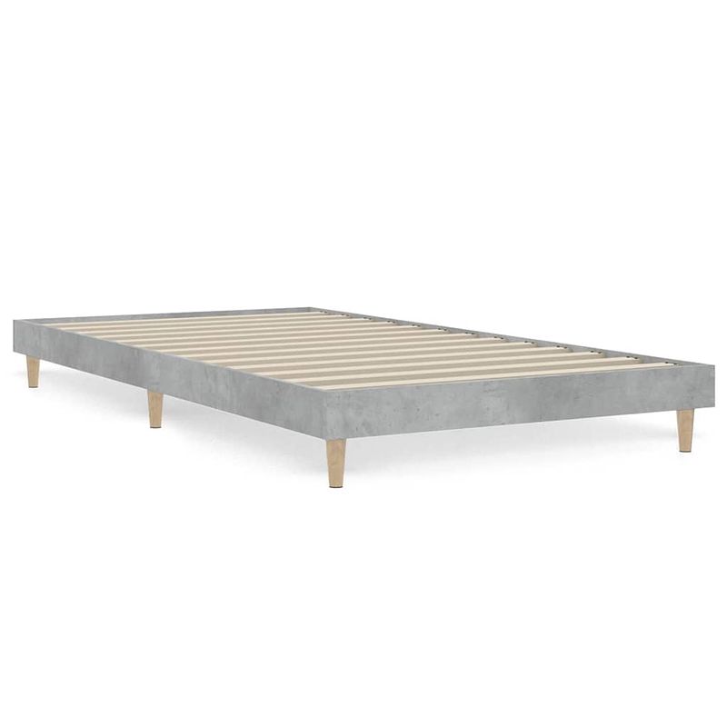 Foto van The living store bedframe - betongrijs - 203 x 93 x 20 cm - multiplex lattenbodem