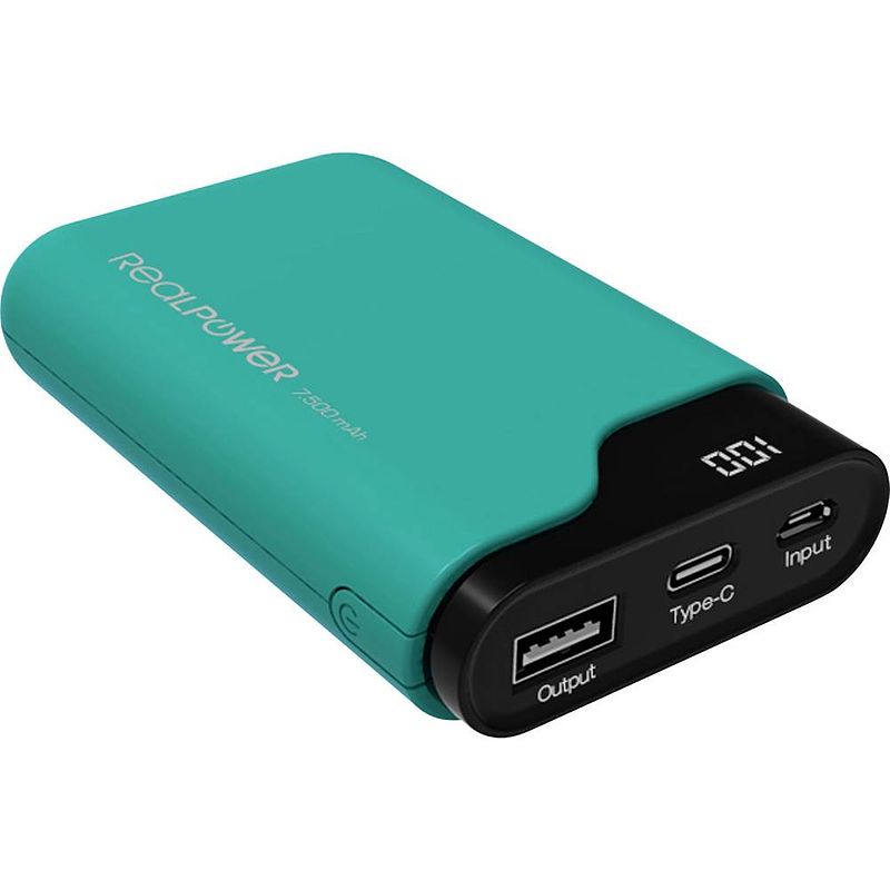 Foto van Realpower pb-7500c powerbank 7500 mah li-ion groen