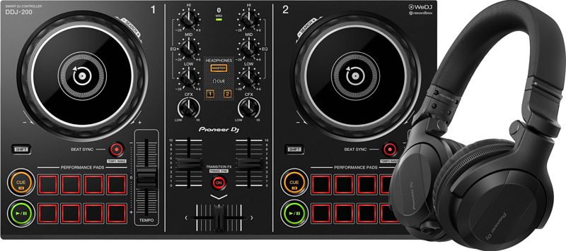 Foto van Pioneer dj ddj-200 + hcj-cue1bt zwart