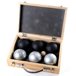 Foto van Angel sports jeu de boules set in koffer - 6 stuks - zwart/zilver