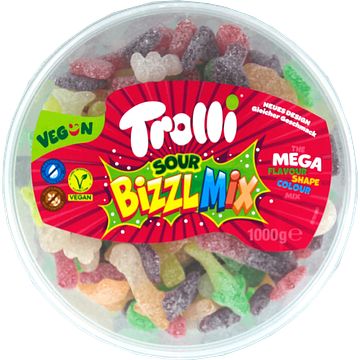 Foto van Trolli sour bizzl mix fruitgom 1000g bij jumbo