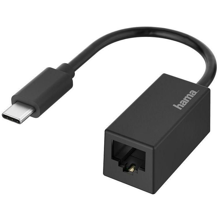 Foto van Hama netwerk-adapter, usb-c-stekker - lan/ethernet-aansluiting, gigabit-ethernet wifi adapter zwart