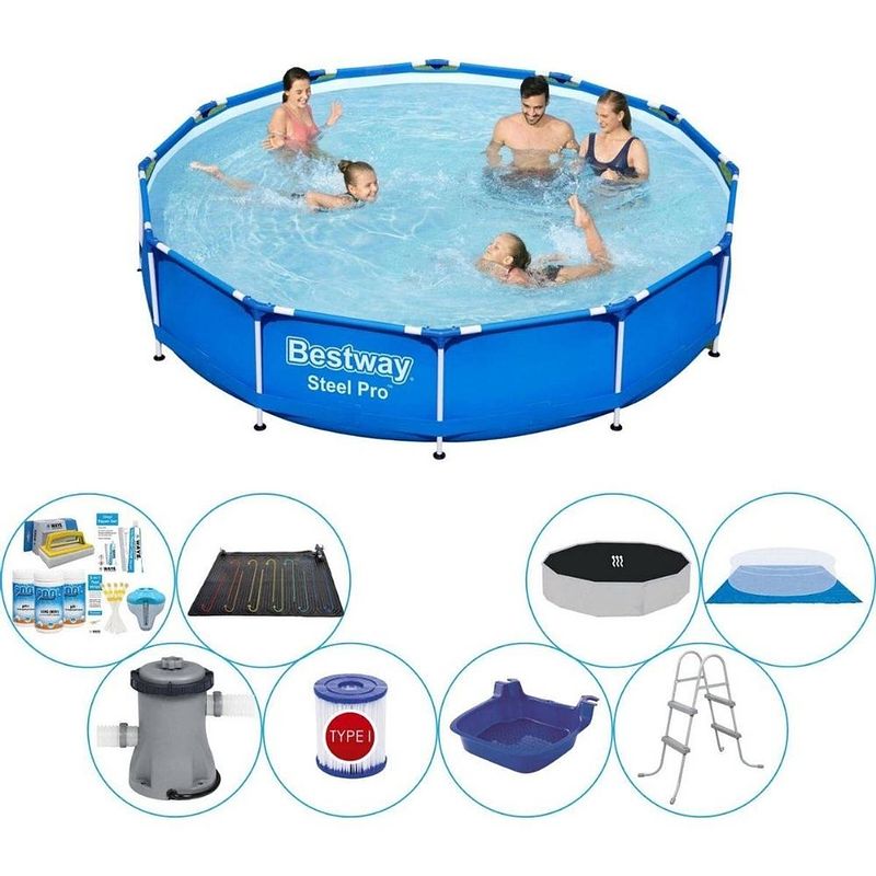 Foto van Bestway steel pro rond 366x76 cm - deluxe zwembad set