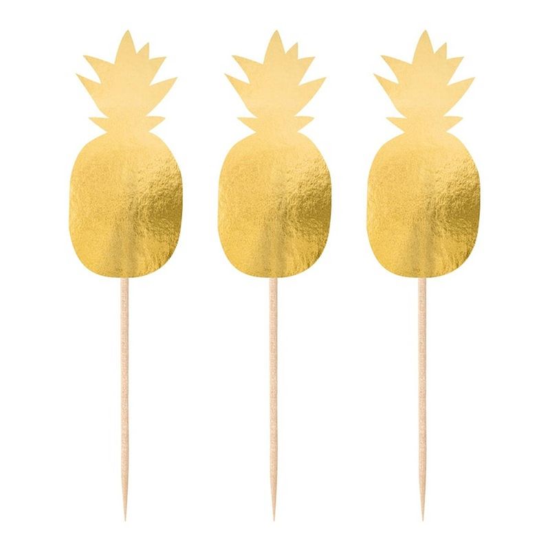 Foto van 60x stuks ananas print cocktailprikkers van 10 cm - cocktailprikkers