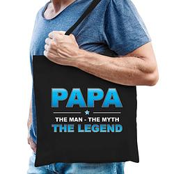 Foto van Papa the legend kado tasje voor verjaardag zwart voor heren - feest boodschappentassen