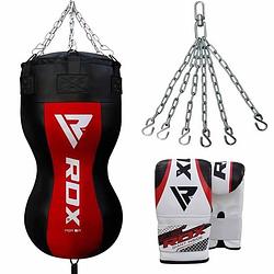 Foto van Rdx sports body bokszak + handschoenen - incl. ketting en vloerstrap - leer