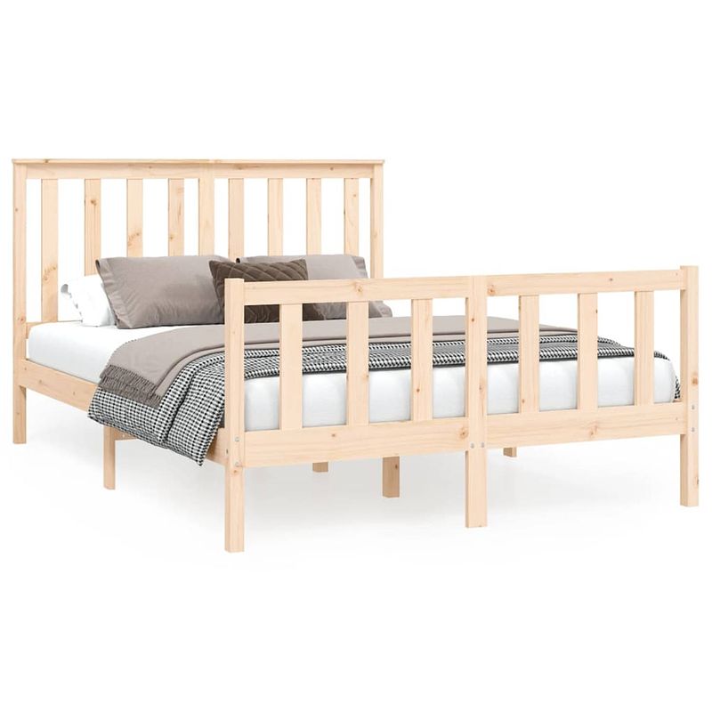 Foto van The living store houten bedframe - massief grenen - 205.5 x 126 x 101 cm - hoofdeind - geen matras - handleiding