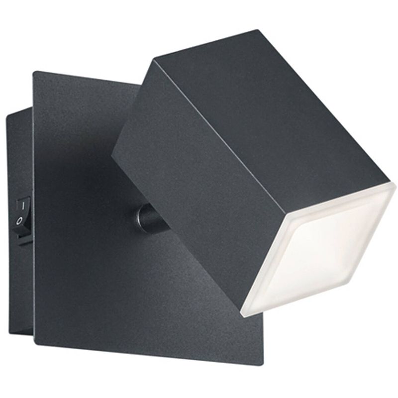 Foto van Led wandspot - trion laginos - 8w - warm wit 3000k - 1-lichts - dimbaar - vierkant - mat zwart - aluminium