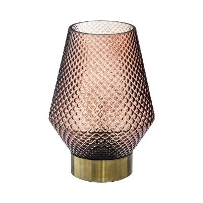 Foto van Casa di elturo led-lamp pink - amber bruin - goud - werkt op batterijen (incl. lamp) - ø12 x17 cm