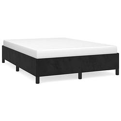 Foto van The living store bedframe velvet - zwart - 193 x 143 x 35 cm - geschikt voor 140 x 190 cm matras - ondersteunende poten