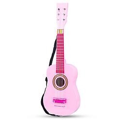 Foto van New classic toys gitaar 60 cm junior hout roze 4-delig