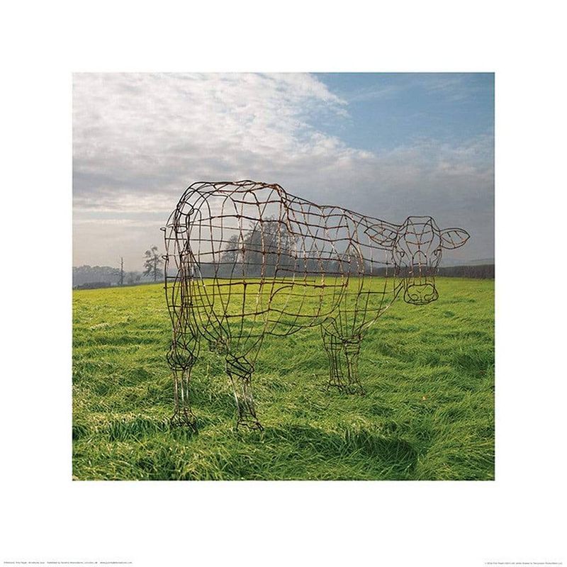 Foto van Pyramid pink floyd wireframe cow kunstdruk 40x40cm