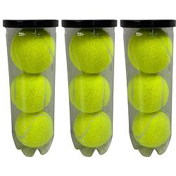 Foto van Tennisballen in koker - 9x - geel - tennisballen