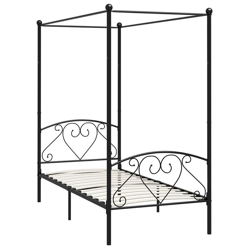 Foto van The living store hemelbedframe metaal - 209x107.5x198 cm - zwart elegante en klassieke sfeer stevig en duurzaam