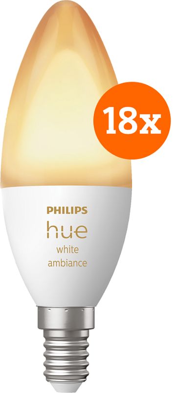Foto van Philips hue white ambiance e14 18-pack