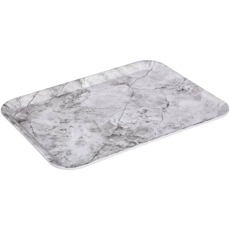 Foto van 5five dienblad/serveer tray marble - melamine - creme wit - 33 x 43 cm - dienbladen