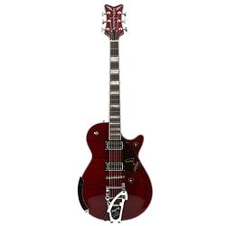 Foto van Gretsch g6134tfm-nh nigel hendroff signature penguin dark cherry elektrische gitaar met koffer