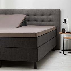 Foto van Fresh & co splittopper hoeslaken - katoen 200 x 210/220 cm, kleur: taupe