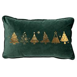 Foto van Trees - sierkussen 30x50 groen - kerst decoratie - velvet