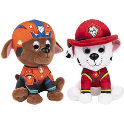 Foto van 2x stuks paw patrol pluche karakters knuffels marshall en zuma 15 cm - knuffeldier