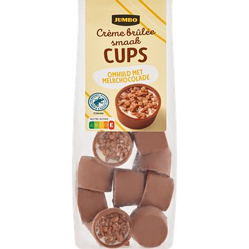 Foto van Jumbo creme brulee smaak cups omhuld met melkchocolade 125 g