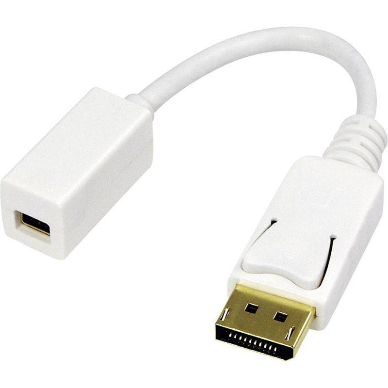 Foto van Logilink cv0040 displayport adapter [1x displayport stekker - 1x mini-displayport bus] wit vergulde steekcontacten 15.00 cm